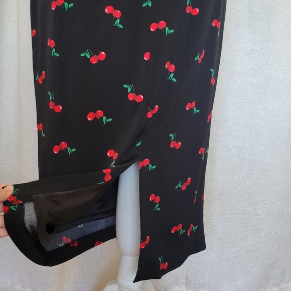 NY&Co Cherry Print Black Dress - Picture 6 of 11